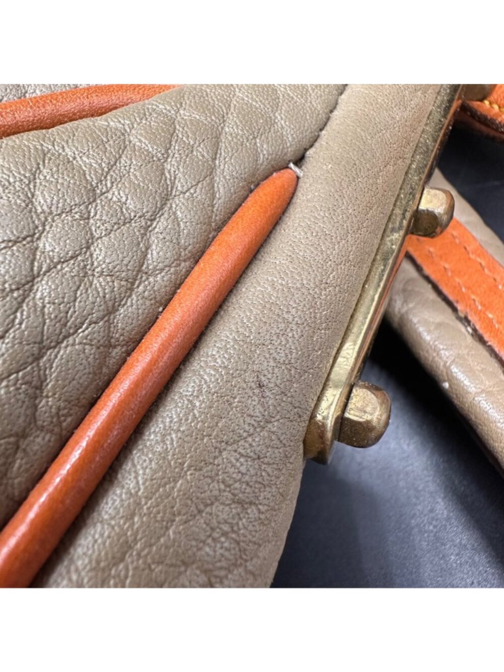 Vintage Dooney & Bourke Purse Crescent Sac Shoulder Bag Taupe Leather 1990s USA - Picture 12 of 16